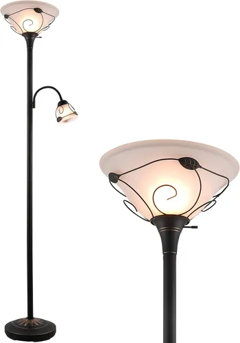 Miniatura 9 de VONLUCE Lámpara de pie de 68 pulgadas para sala de estar, lámpara de pie con pantalla de vidrio esmerilado de nube, borde de vid rizado, lámpara