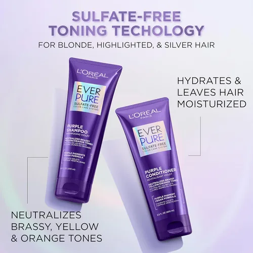 Miniatura 3 de L'Oreal Paris EverPure, Acondicionador Morado Tonificante Anti-Cobrizos Sin Sulfato para Cabello Rubio, Decolorado, Plateado o con Mechas Marrones