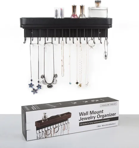 Miniatura 5 de J JACKCUBE DESIGN Soporte para Collares Montado en la Pared Organizador de Joyas para Pulseras, Aretes y Anillos con 25 Ganchos - Decoración Gótica