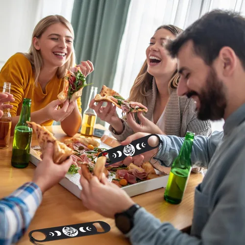 Miniatura 6 de GLOBLELAND Abridor de botellas de acero inoxidable de 7 pulgadas de fase lunar y hongos con cable de poliuretano para barman, abridor de botellas