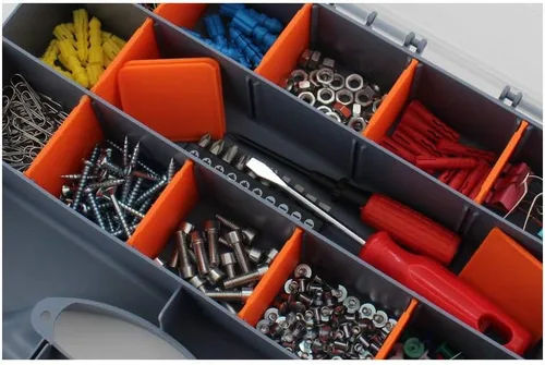Miniatura 4 de TOPIND Caja de aparejos de pesca, cajas de engranajes, caja de herramientas, organizador de almacenamiento, brocas, tornillos, clavos, herramientas