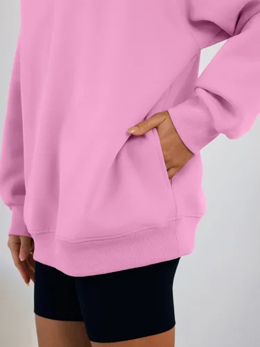 Miniatura 5 de Trendy Queen Sudaderas con capucha de gran tamaño para mujer, cómodas sudaderas de otoño a la moda 2025, trajes casuales de forro polar con bolsillos