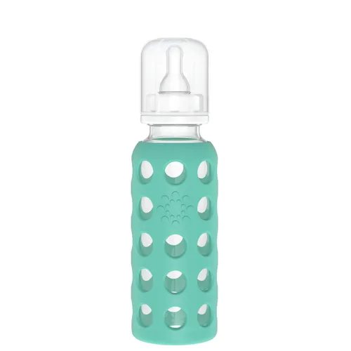 Miniatura 10 de Lifefactory Biberón de vidrio con funda protectora de silicona y etapa 2 pezón arándano 9 onzas (LF110020C4)