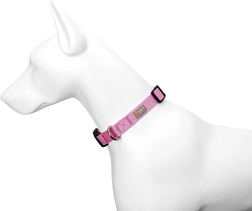 Miniatura 4 de Collar de perro rosa básico ajustable para cachorros, perros pequeños, medianos y grandes, con collar de nailon transpirable de liberación rápida