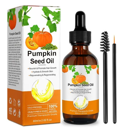 Aceite de semilla de calabaza para el crecimiento del cabello, puro y natural, prensado en frío, hidratante y reparador de cabello seco y dañado,