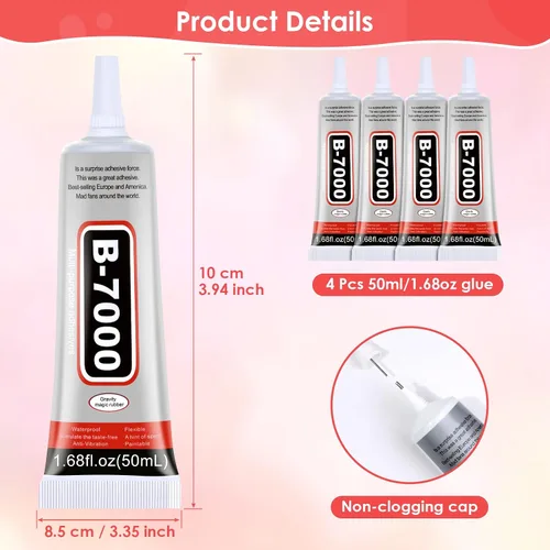 Miniatura 3 de Pegamento para manualidades B7000 de 1.7 fl oz, pegamento transparente multiusos para manualidades, cuentas de joyería, tela, tela, arte de uñas