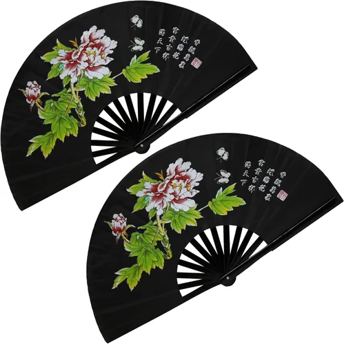 Miniatura 3 de ZooBoo Abanicos de mano derecha de bambú chino Taichi Kungfu ventilador de artes marciales deportes plegable ventilador de mano 13 pulgadas
