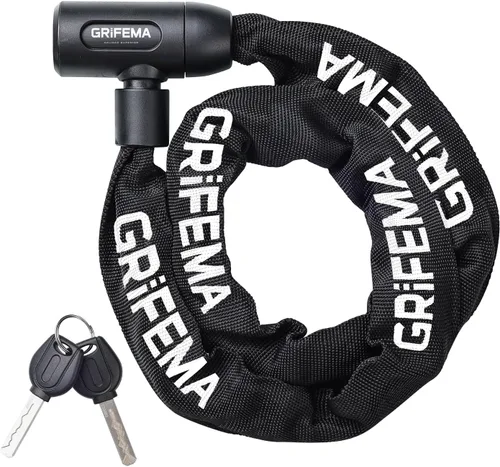 GRIFEMA Candado de cadena para bicicleta con llave, cerradura antirrobo de bicicleta resistente, cadena de seguridad de acero endurecido de 4 pies