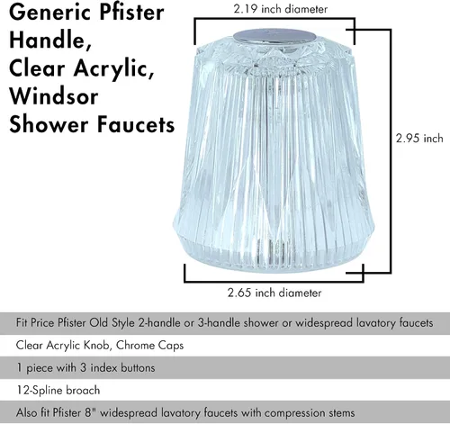 Miniatura 3 de Juego de accesorios para bañera y ducha, 1 pomo de grifo para Precio Pfister Systems, juego de 3 botones para caliente, frío y desviador, acrílico