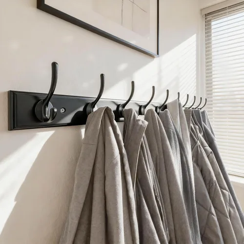 Miniatura 2 de WEBI Perchero de pared para montar en la pared, ganchos para colgar en la pared de 38 1/4" de largo, perchero de pared de bambú con gancho