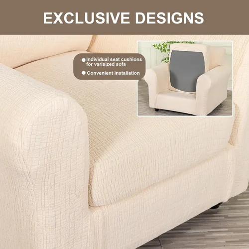Miniatura 7 de Eco-Ancheng Fundas para silla, funda de sofá con funda de cojín de asiento separada con parte inferior elástica, 1 funda de asiento con brazos