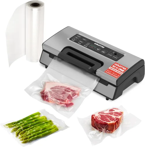 Miniatura 9 de Gourmia Sellador al vacío - Sellador de alimentos 10 en 1, cortador integrado y almacenamiento de rollo, modos seco/húmedo, presión suave y normal