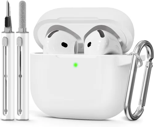 Miniatura 33 de Funda para AirPods 4 2024, viene con kit de limpieza, funda protectora de silicona suave para fundas Apple AirPods de 4ª generación con llavero