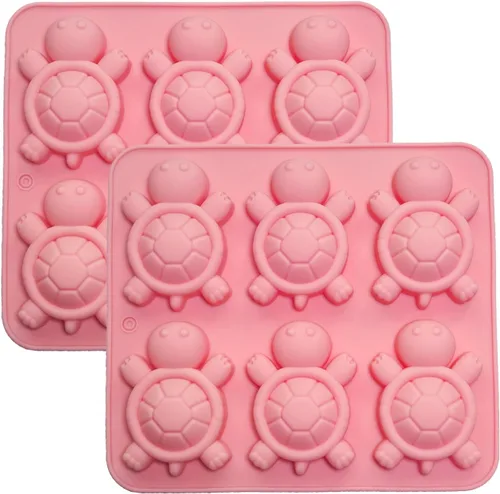 Moldes para caramelos de gomitas, paquete de 2 moldes de 6 cavidades para caramelo de tortuga, cubo de hielo, cera de gelatina de animales marinos,