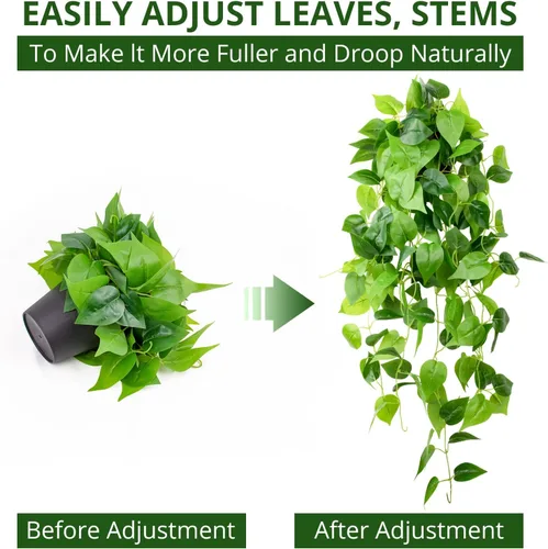 Miniatura 8 de LOYWREE Plantas Artificiales de 35.4 Pulgadas en Maceta Negra Plantas Colgantes Falsas Realistas en Maceta con Hiedra Artificial y Pothos - Ideal