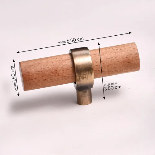Miniatura 2 de Indian Shelf Paquete de 6 manijas de madera natural para cajones, pomos de tocador, tiradores de armario, estilo decorativo elegante