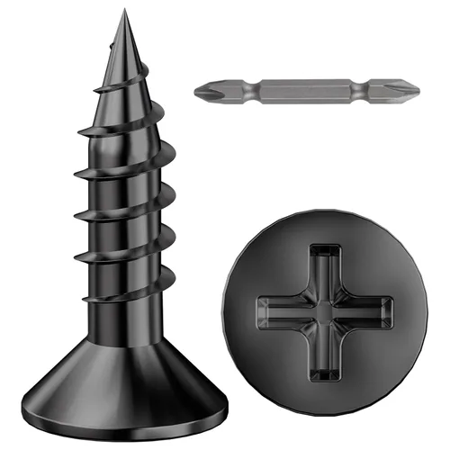 Miniatura 11 de Wensilon (300 piezas) #8x1 Tornillo de madera negro rápido metal autorroscante cabeza plana