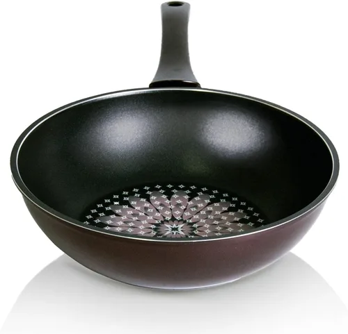 TECHEF - Blooming Flower Collection, wok/sartén para freír de 12 pulgadas, recubierta 6 veces con revestimiento antiadherente de teflón platino (sin