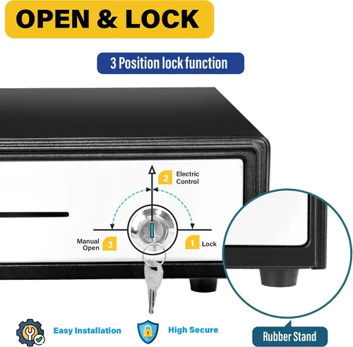 Miniatura 5 de HK SYSTEMS 16 "POS Cajón de efectivo frontal de acero inoxidable, diapositiva de rodamiento de bolas, POS resistente con bandeja extraíble
