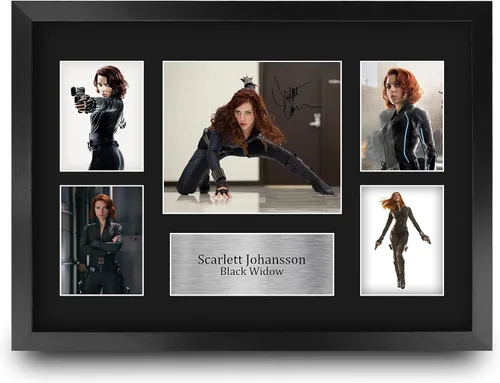 HWC Trading Scarlett Johansson Black Widow Avengers - 16 x 12 pulgadas (A3) Impreso de regalos firmados con autógrafo para fanáticos de recuerdos de