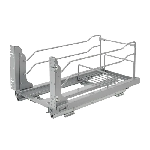 Miniatura 8 de Rev-A-Shelf - Cubo de basura extraíble doble para gabinetes de cocina base, 27 cuartos de galón, 12.5 galones con deslizadores de cierre suave, Gris