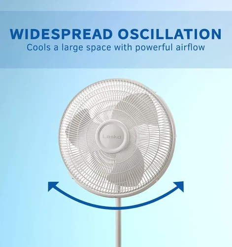 Miniatura 4 de Lasko Pedestal oscilante y ventiladores de soporte, blanco de 16 pulgadas y negro de 18 pulgadas