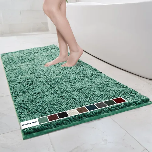Miniatura 41 de Muddy Mat Alfombras de Baño de Chenilla de Microfibra de Secado Rápido Antideslizantes Lavables, Extra Gruesas, Suaves y Altamente Absorbentes Gris