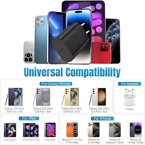 Miniatura 5 de Galaxy S25 S24 - Bloque de carga USB C de 25 W PD, cargador súper rápido, adaptador de enchufe de pared tipo C, carga rápida para Samsung Galaxy