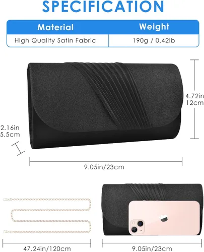 Miniatura 3 de TINDTOP Bolsos de mano para mujer de noche, bolsas de mano formales de fiesta, bolsos de hombro brillantes sobre bolsos de boda cóctel graduación