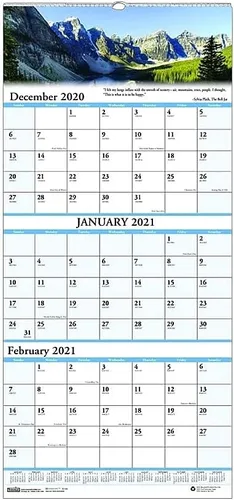 Miniatura 3 de House of Doolittle HOD3638-21 - Calendario de pared 2021, vista de tres meses, paisajes paisajísticos escénicos, 12.25 x 26 pulgadas, diciembre