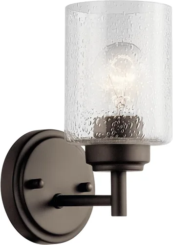 Miniatura 3 de Kichler Winslow 45910NI - Aplique de pared de 9.25 pulgadas en níquel cepillado, 1 lámpara moderna de montaje en pared con vidrio transparente