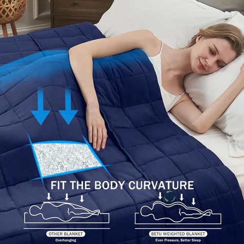 Miniatura 220 de Manta con Peso Azul para Adultos 12 libras, 48"x72", Tamaño Twin Full Manta Pesada Refrescante para 110-130 libras, Mantas Grandes de Microfibra