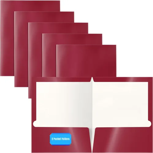 Miniatura 15 de Better Office Products Carpetas de papel azul laminado brillante de 2 bolsillos, tamaño carta, portafolios de papel azul, caja de 25