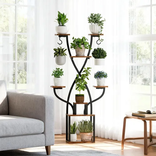 Miniatura 2 de Soporte para plantas de interior con luces de crecimiento, estante de metal de 8 niveles para múltiples plantas, soporte de esquina de 64 pulgadas