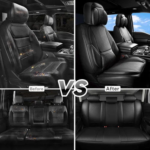 Miniatura 6 de CAR PASS Fundas de asiento de automóvil de piel de napa para 5 asientos, soporte lumbar de lujo, impermeables, transpirables, duraderas, todas