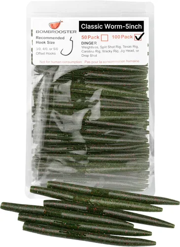 Miniatura 18 de 30/50/78/100 piezas Senko Worms Kit - Señuelos de pesca de plástico suave de 4"/5" con impregnación de sal para pesca de lubina Varios colores A