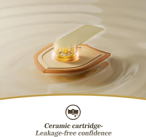 Miniatura 9 de Phiestina Grifo de cascada de una sola manija para lavabo de baño en acabado dorado cepillado, con placa de cubierta de 6 pulgadas, montaje de Oro