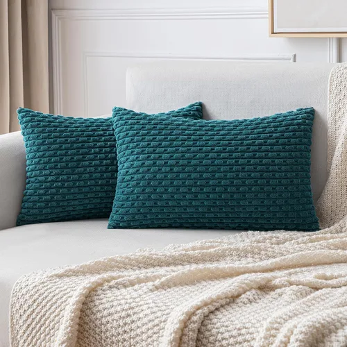 Miniatura 65 de MIULEE - Paquete de 2 fundas de cojín decorativas, modernas y boho, de terciopelo, con textura a rayas, para sofá, cama, sala de estar, decoración