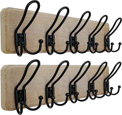 Miniatura 17 de Dseap Perchero de Pared Montado - Perchero Resistente de Granja Rústico de Pared con 5 Ganchos de Alambre para Ropa, Sombrero, Chaqueta, Toalla