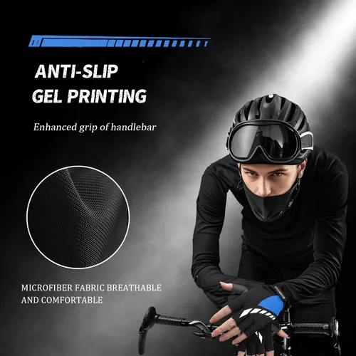 Miniatura 6 de Guantes de ciclismo, guantes de ciclismo acolchados de gel para hombres, antideslizantes, absorben los golpes, ligeros y transpirables, diseño