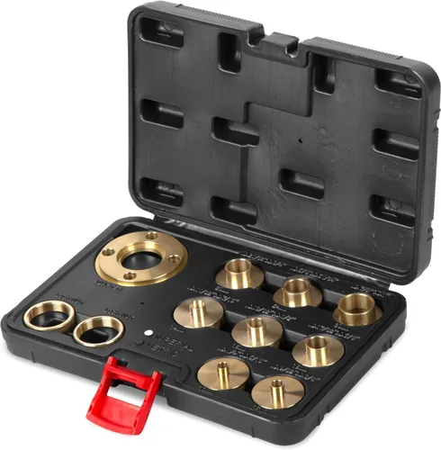 Juego de plantilla y bujes guía de enrutador de latón macizo WEN, placa base de 1-3/16 pulgadas, kit de 11 piezas (RT011A)