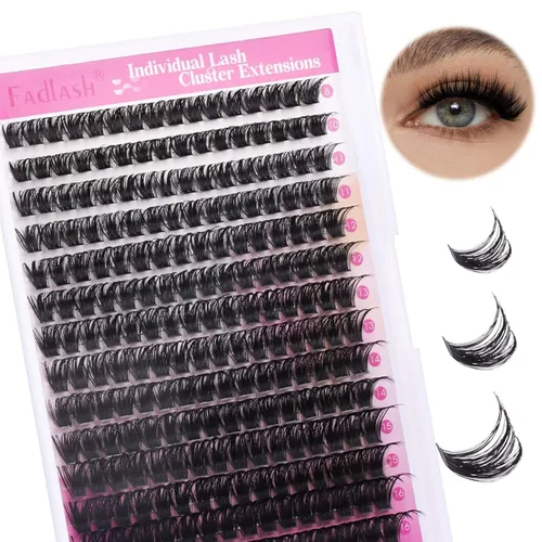 Miniatura 11 de Racimos de pestañas individuales, bandeja mixta, rizado D, extensiones para colocar en casa (40D-0.07 mm-D, 15/32 de pulgada-45/64 de pulgada)