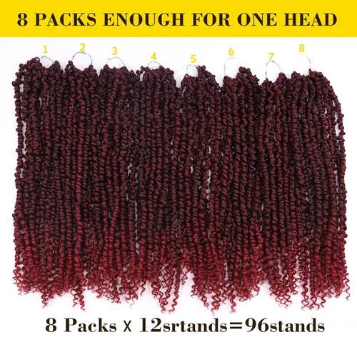 Miniatura 4 de Pelo de Passion Twist – Cabello de ganchillo de 24 pulgadas para mujer, 8 paquetes de cabello rizado pretrenzado de ganchillo Passion Twists Tbug