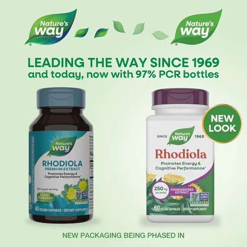 Miniatura 2 de Nature's Way Rhodiola, 250 mg por porción, apoya la energía y el rendimiento cognitivo*, hierba adaptogénica*, proyecto verificado sin OMG, vegano