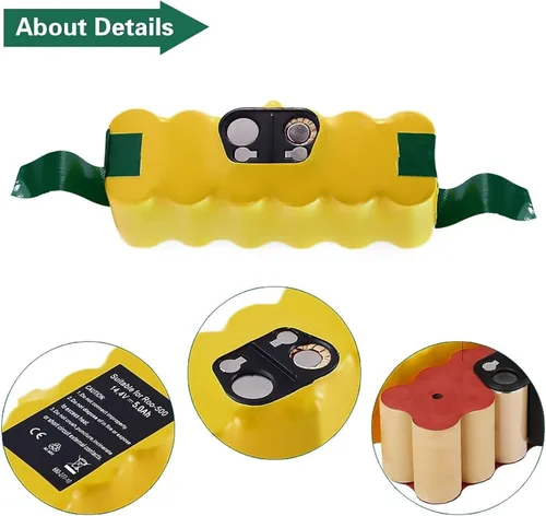 Miniatura 5 de BATTOOL Batería de 5.0Ah 14.4V Ni-MH Compatible con iRobot Roomba, Reemplazo de Batería para Series R3 500 600 700 800 900 510 530 535 540 550 552