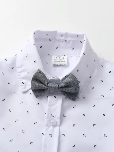 Miniatura 47 de Conjunto de pantalones para bebé, camisa de manga larga + pantalones + corbatín + tirantes, trajes de caballero para niños pequeños