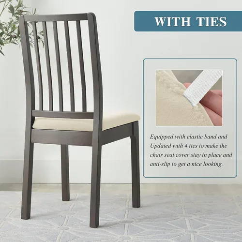 Miniatura 6 de Juego de 2 fundas elásticas para asiento de silla de comedor, de terciopelo suave, fundas protectoras universales extraíbles para sillas de comedor