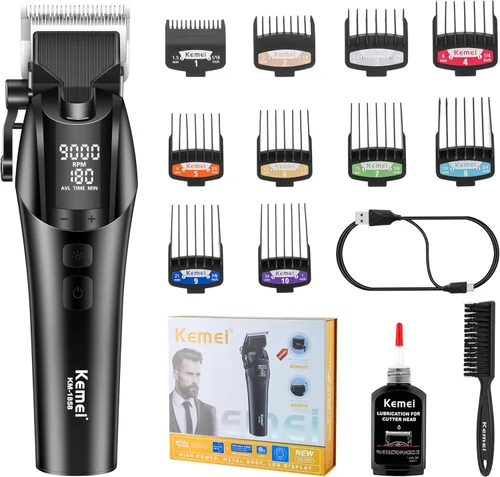 KEMEI 1858 - Cortadora de pelo profesional para hombres, cortadora de pelo recargable para corte de cabello, recortadora de pelo inalámbrica con