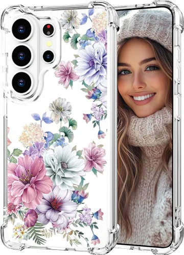 Miniatura 126 de Hungo Funda compatible con Samsung Galaxy S23 con diseño floral y bonito diseño transparente, femenino para mujeres y niñas, con hermoso clavel