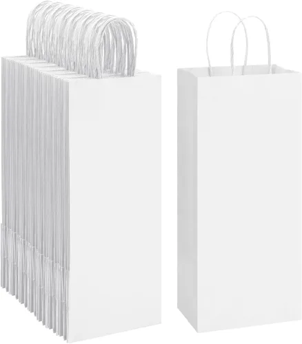 BagDream Bolsas de papel kraft de 5.25 x 3.25 x 13 pulgadas, 50 bolsas de vino, bolsas de papel de regalo, bolsas de papel kraft, bolsas de fiesta,